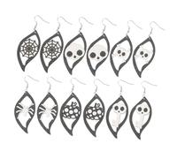 Homoyoyo 6 Pairs Halloween Earrings Kit for Women Gothic Dangle Earrings Halloween Costume Party Accessories Pumpkin Skull Design
