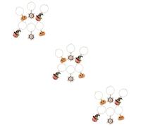 Homoyoyo 6 Pcs Halloween Wine Glass Charms - Fun Pumpkin Drink Markers for Parties - Spooky Themed Cocktail Tags Perfect for Halloween Decorations and Bar Table Use