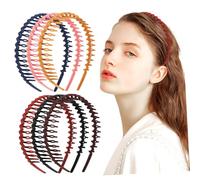 Homoyoyo 6 Pcs Wavy Headbands for Women Non Slip Decorative Hair Bands Goose Yellow Pink Navy Brick Red Dark Black Versatile Headdresses for All Hair Types and Styles
