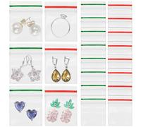 Homoyoyo 600pcs Mini Self-Sealing Pouch Bags 2.5x3cm Red Green Borders, Reusable Storage Bags for Travel Pills and Food Seal Packaging