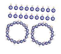 Homoyoyo 60pcs Alloy Evil Eye Charms for Jewellery Making Pendants with Blue Gold Edge DIY Craft Loose Beads for Bracelets Necklaces Accessories Unique Mystical Design