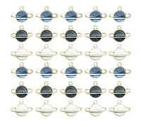 Homoyoyo 60pcs DIY Enamel Alloy Planet Pendants Charms for Jewelry Making Craft Accessories in Blue Black White Electroplated Space Satellite Comet Design for Bracelets Necklaces