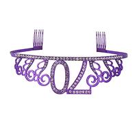Homoyoyo 60th Birthday Number Crown Tiara for Women Girls Rhinestone Crystal Purple Headband Elegant Headdress and Cake Decoration Party Supplies for 60th Birthday