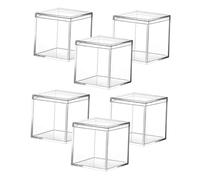 Homoyoyo 6Pcs Acrylic Candy Storage Boxes with Lids 10X10X10Cm 800Ml Square Containers for Chocolates, Beads, and Jewellery Packaging