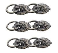Homoyoyo 6PCS Antique Bronze Lion Head Drawer Pulls Heavy Duty Metal Ring Handles for Cabinet Door Dresser Wardrobe Cupboard Furniture Vintage Style Decorative Knocker