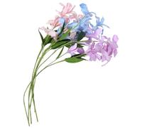 Homoyoyo 6pcs Artificial Orchid Flame Stems Faux Flower Bouquets with Oil Painting Design for Wedding Photoshoot Home Decoration Realistic Floral Bundles Blue Pink Light Purple