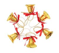 Homoyoyo 6pcs Bell Hanging Decoration Indoor Ornaments Bells Color Christmas Bow Decorations Party Prop Xmas Tree Decors Xmas Party Ornament Golden Polyester