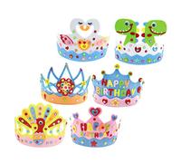 Homoyoyo 6pcs Birthday Crown Hat for Non Woven DIY Creative Tiara Accessories Lightweight Comfortable Headdress for Party Celebration