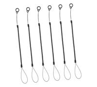Homoyoyo 6pcs Black Coiled Stylus Pen Lanyards with Silicone Rings Spring Cord for Tablets and Phones Lost Secure Tether for Office and School Use