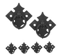 Homoyoyo 6pcs Chinese Antique Handle for Kitchen Cupboards Vintage Drawer Pulls in Black Metal Single Cabinet Handles for Antique Furniture Metal Dresser Pull Kitchen Cabinet