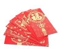 Homoyoyo 6pcs Chinese Year Lucky Money Envelopes Red Paper Pack with Fu Character Embossed Design for Spring Festival Wedding Celebrations Traditional Auspicious Pockets