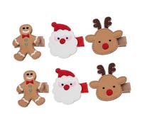 Homoyoyo 6pcs Christmas Hair Clips for Strong Secure Hold Holiday Barrettes with Santa Reindeer Gingerbread Designs Adorable Festival Hair Accessories for Party and Year Celebration