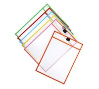 Homoyoyo 6Pcs Clear Sheet Protectors Loose Leaf Paper Covers Transparent Dry Wipe Document Bags for Office School Home Use with Smooth Easy-Clean Surface Assorted Random Colors Random Color
