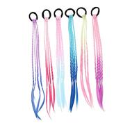 Homoyoyo 6pcs Colorful Wig Braids Hair Extensions Set Ponytail Holders for Daily Life Parties Cosplay and Special Occasions Easy to Care with Mild Shampoo