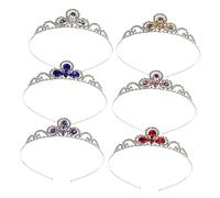 Homoyoyo 6pcs Crystal Crown Headbands Rhinestone Tiara Headdress for Weddings Parties and Special Occasions Luxurious Design White Blue Red Pink Purple and