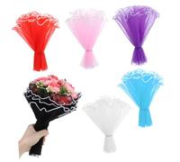 Homoyoyo 6pcs Decorative Flower Wrapping Yarn for Bouquets Unique Wave Mesh Paper for Florist Supplies and DIY present Packing for Celebrations and Events 4 Yard