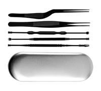 Homoyoyo 6pcs Ear Cleaning Tools Stainless Steel Double-Ended Round Black Picks Suitable for Various Inner Ear Conditions for Home and Travel Random Color