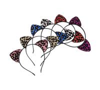 Homoyoyo 6Pcs Ear Headbands with Leopard and Tiger Print Adorable Hair Accessories for Party Cosplay Festival and Daily Wear Red Purple Silver Pink
