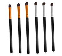 Homoyoyo 6Pcs Eye Brush Set Professional Horse Hair Blending Tools with Plastic Handles for Eye Makeup for Beginners Includes Curved Angled Blending Brushes