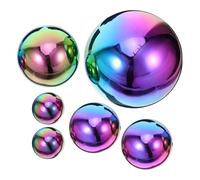 Homoyoyo 6pcs Golden Stainless Steel Gazing Balls Hollow Mirrored Garden Spheres Reflective Outdoor Decorative Globes for Landscape Lighting Enhancement
