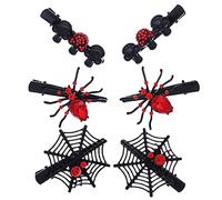 Homoyoyo 6Pcs Halloween Skull Rhinestones Hair Clips Spider Web Design Gothic Hair Accessories for Women Teens Party Cosplay Styling