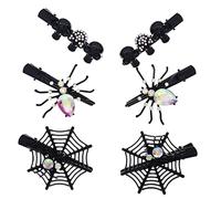 Homoyoyo 6Pcs Halloween Spider and Skull Hair Clips with Rhinestones Unique Dark Spider Web Barrettes for Women Teens for Cosplay and Party Accessories