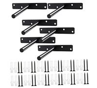 Homoyoyo 6pcs Heavy Duty Invisible Shelf Brackets Black Floating Shelf Supports with Hidden Hardware in Homes and Decoration Steel and Abs Material 15cm Length