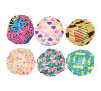 Homoyoyo 6pcs Kids Adjustable Waterproof Shower Caps for Children with Double-layer Design, Colorful Pattern Set Including Pink Love Shapes, Green Watermelon, Sunflower, Peacock, Blue