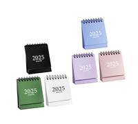 Homoyoyo 6pcs Mini Desk Calendar Twin Wire Binding Portable Flip Schedule for Home Office School Elegant Minimalist Design White Black Sky Blue Dusty Pink and Dark Green