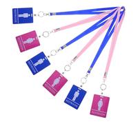 Homoyoyo 6pcs PVC Bathroom Pass Lanyards for Classroom Use with Blue and Pink Badge Holders, Hanging Restroom Hall Passes for School Students and Teachers