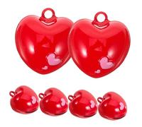 Homoyoyo 6Pcs Red Heart Shape Bells DIY Jewelry Charms Pendants with Hanging for Unique Necklace Crafting Suitable for Adults and Classic Decorative Accessories