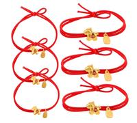 Homoyoyo 6pcs Red Stretchy Hair Bands Elastic Ponytail Holders No Damage Bands for Thick Curly Hair Women Chinese Year Spring Festival Accessories