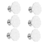 Homoyoyo 6pcs Retro Daisy Ceramic Dresser Knobs Decorative Floral Drawer Pulls for Cupboard Doors Vintage Style Cabinet Handles with Lasting Solid Ceramic Build and Easy Installation