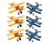 Homoyoyo 6pcs Retro Metal Airplane Decoration for Room Home Office Party Favors Lightweight Collectible Biplane Decor with Intricate Details