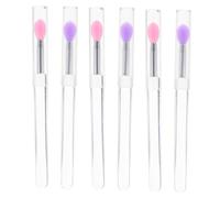 Homoyoyo 6pcs Silicone Lipstick Applicator Brushes with Protective Lid Soft Fine Tip Cosmetic Lip and Eyeshadow Tools for Even Makeup Application Portable for Women