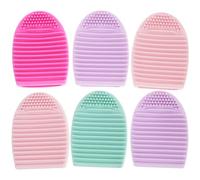 Homoyoyo 6pcs Silicone Makeup Brush Cleaning Pad Mixed Color Makeup Brush Cleaner Mat Scrubber for Home and Salon Use Durable Easy to Carry