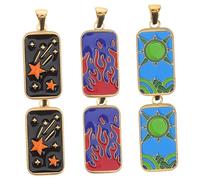 Homoyoyo 6pcs Stainless Steel Tarot Card Pendant: DIY Jewelry Charm For Necklace Keychain - Tarot Card Shaped Adornment For Stylish Accessories
