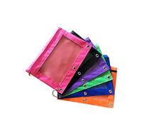 Homoyoyo 6pcs Three Hole Oxford Cloth Pencil Case Air Holes Black Purple Orange Green Royal Blue and Pink for Office and School Stationery Organization