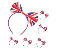 Homoyoyo 6pcs Uk Flag Bow Hairbands Union Jack Hairbands for Football Fans British Flag Hair Accessories Sports Events Party Celebration Headbands