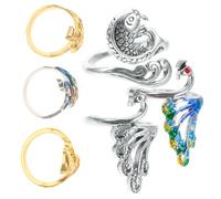 Homoyoyo 6pcs Vintage Adjustable Crochet Finger Rings Unisex Braided Loop Rings for Knitting Accessories Elegant Smooth Texture Finger Ornament for Party and Daily Wear