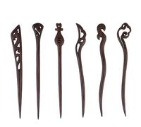 Homoyoyo 6pcs Wooden Hairpins and Hair Chopsticks Ebony Classical Carved Hair Sticks Traditional Chinese Style Accessories for Women and Girls Vintage Accessories Random Style