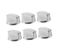 Homoyoyo 6Pcs Zinc Alloy Gas Stove Knobs, Brushed Metal Silver, Universal Fit Replacement Set for Cooker Hob Controls