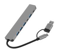 Homoyoyo 7 in 1 USB Port Hub Multi-ports Adapter with Abs Material Black Finish Plug and Play Function Connect Multiple Devices for Laptop Desk Use