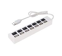 Homoyoyo 7-Port USB 2.0 Hub with Individual Controls for PC and Laptop Lightweight Multi-Port Adapter for Data Transfer White