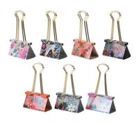 Homoyoyo 7pcs File Clips Office Clips 1.26 Inch Mini Printed Stainless Steel Sturdy for Office and Home Use Suitable for Files and Books