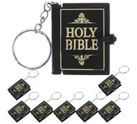 Homoyoyo 8 Pcs Mini Bible Keychain 1.6 Inch Miniature Readable Bible Key Ring with Clear Scripture Religious Keyring Pendant for Church Baptism Prayer Study Decor