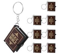 Homoyoyo 8 Pcs Mini Bible Keychain Set 1.6 Inch Small Holy Bible Key Ring Christian Religious for Baptism Church Prayer Party Favors Bulk Keychain
