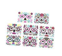 Homoyoyo 8 Sheets Glow Dark Halloween Face Stickers Temporary Neon Designs for Day Dead Safe Skin Friendly for Parties Festivals