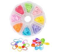 Homoyoyo 80Pcs Colorful DIY Stitch Markers for Knitting and Crochet Plastic Safety Pins with Round Storage Box Lightweight Durable Row Counters for Craft Projects