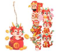 Homoyoyo 8pcs Chinese Dragon Hanging Ornaments for Lunar Year Decorations Festive Spring Festival Party Decor Car Pendants and Ceiling Wall Hanging Vibrant Chinese Year Garland